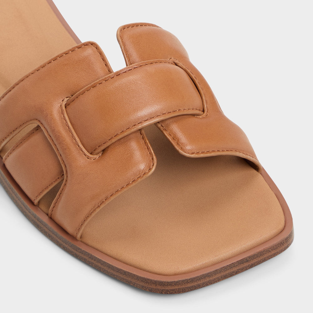 Eleny Medium Brown Women's Flats - Slide sandal