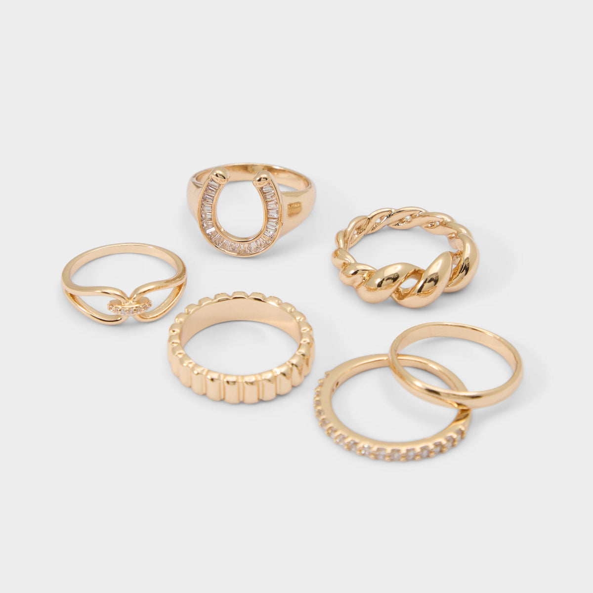 Luckyrings in Gold Clear Multi - Multi finger rings