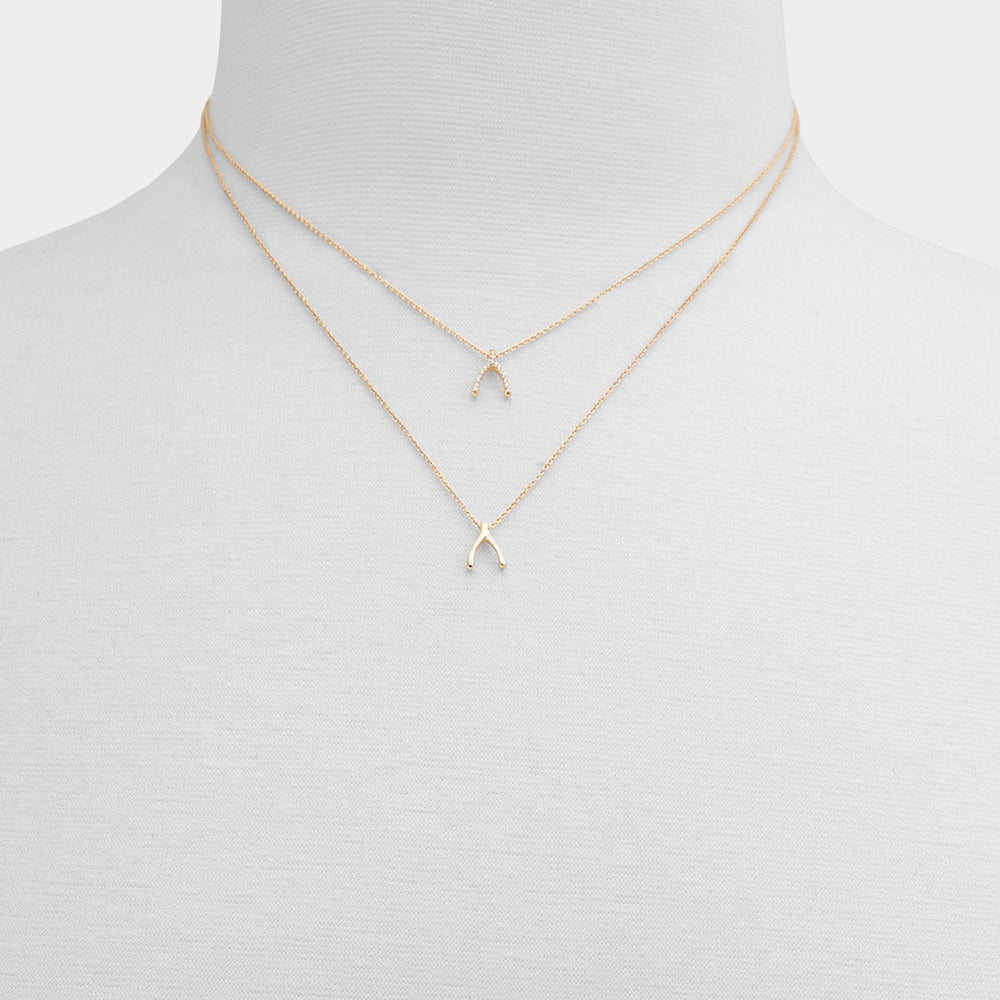 Makeawish Gold/Clear Multi Women's Necklaces - Gift set