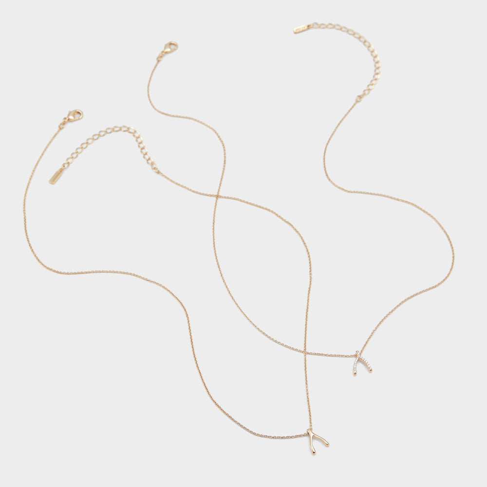 Makeawish Gold/Clear Multi Women's Necklaces - Gift set