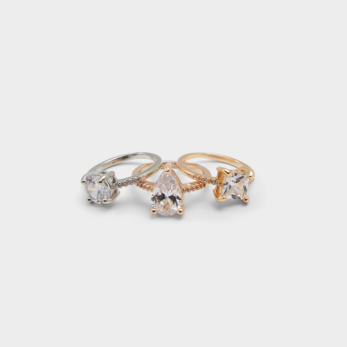 Alabridar Metallic Multi Women's Cubic Zirconia - Stackable rings