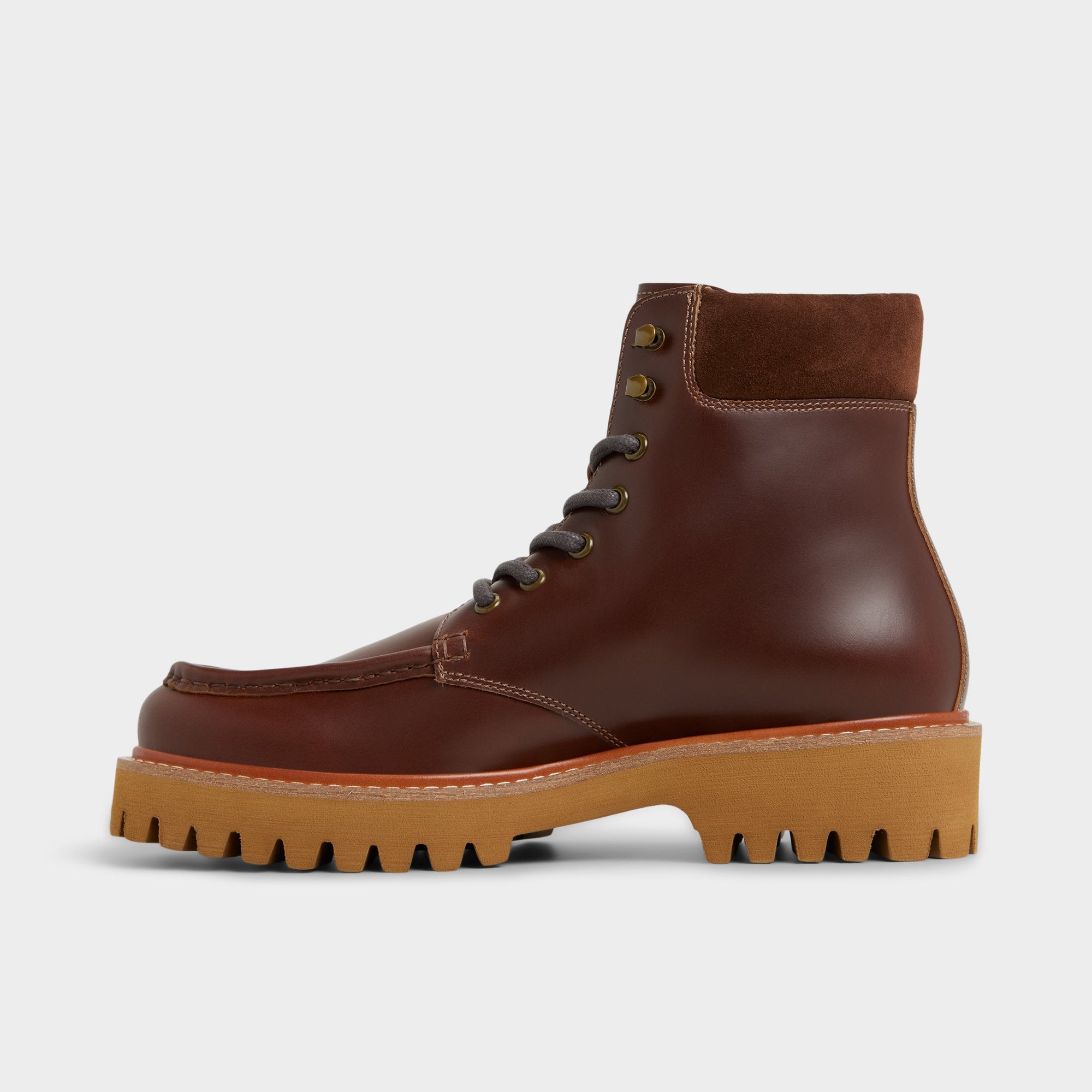 Grier in Medium Brown - Combat boot, Lug sole