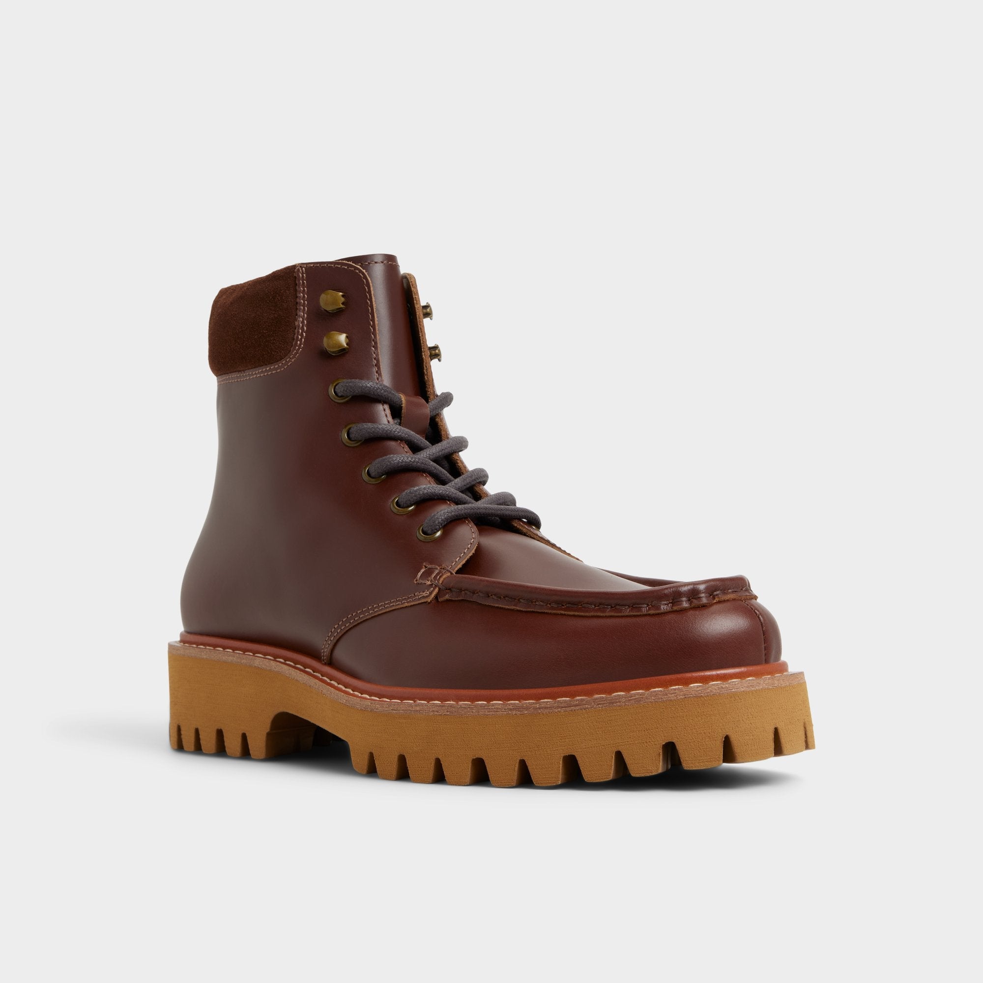 Grier in Medium Brown - Combat boot, Lug sole