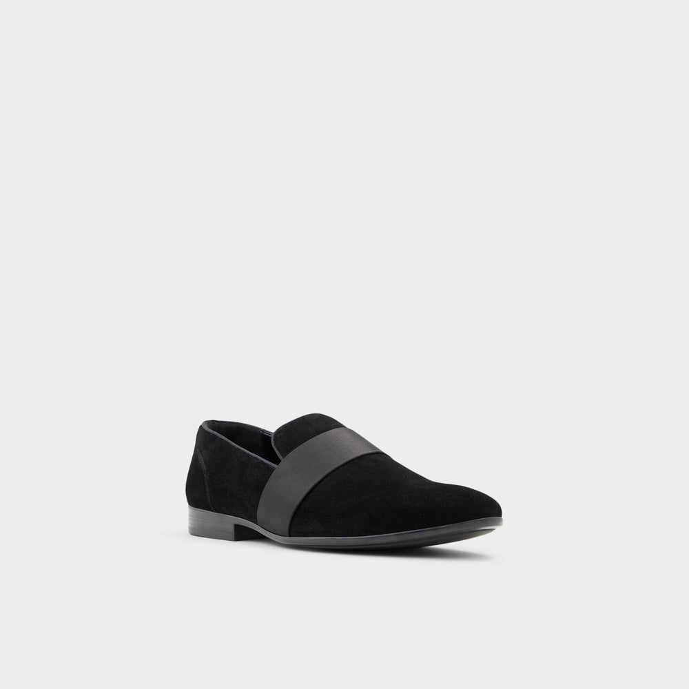 Asaria Open Black Leather Suede Men's Loafers & Slip-Ons - Loafer