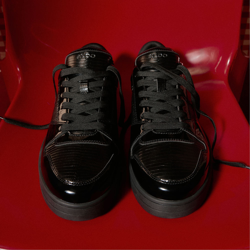 Zethan Black Synthetic Patent Men's Low top - Low top sneaker, Cup sole