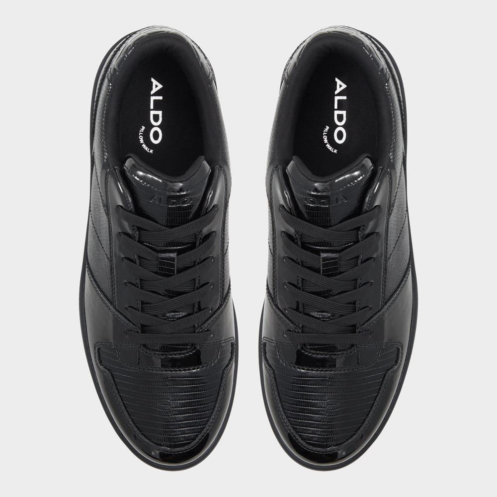 Zethan Black Synthetic Patent Men's Low top - Low top sneaker, Cup sole
