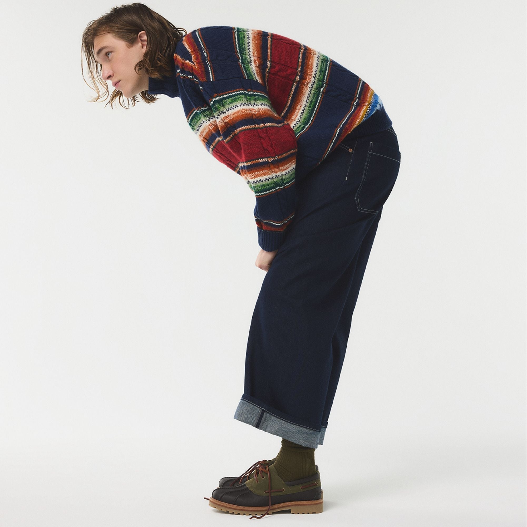 Finn in Brown Primary Multi - Boat shoe, Lug sole