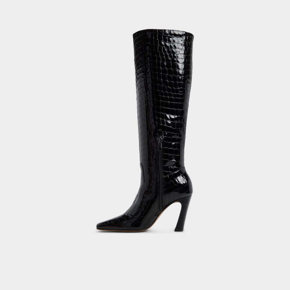 Vivienna in Black - Knee-high boot, Block heel