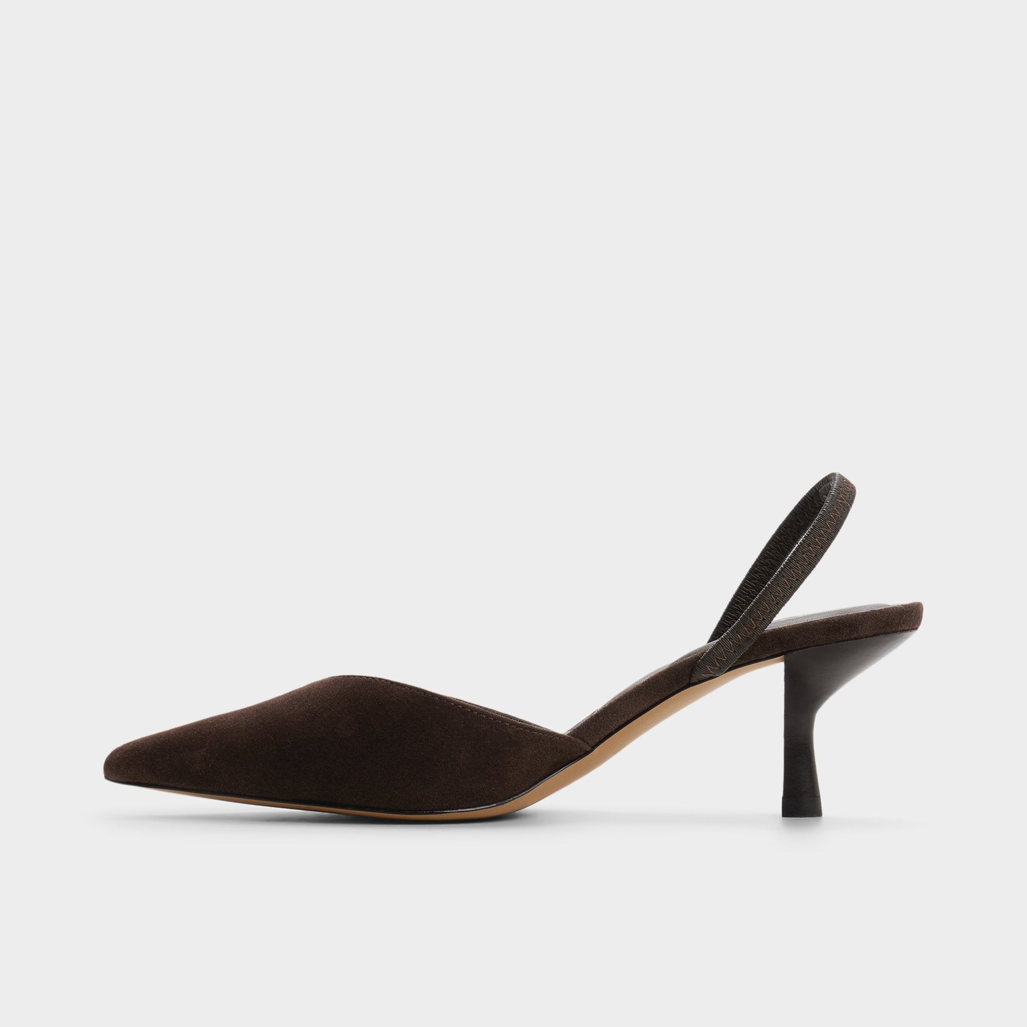 Re in Olivia Dark Brown - Sling back high heel, Stiletto heel