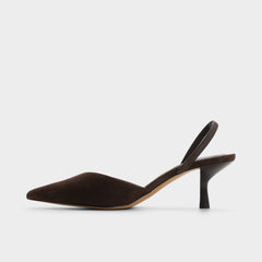 Re in Olivia Dark Brown - Sling back high heel, Stiletto heel