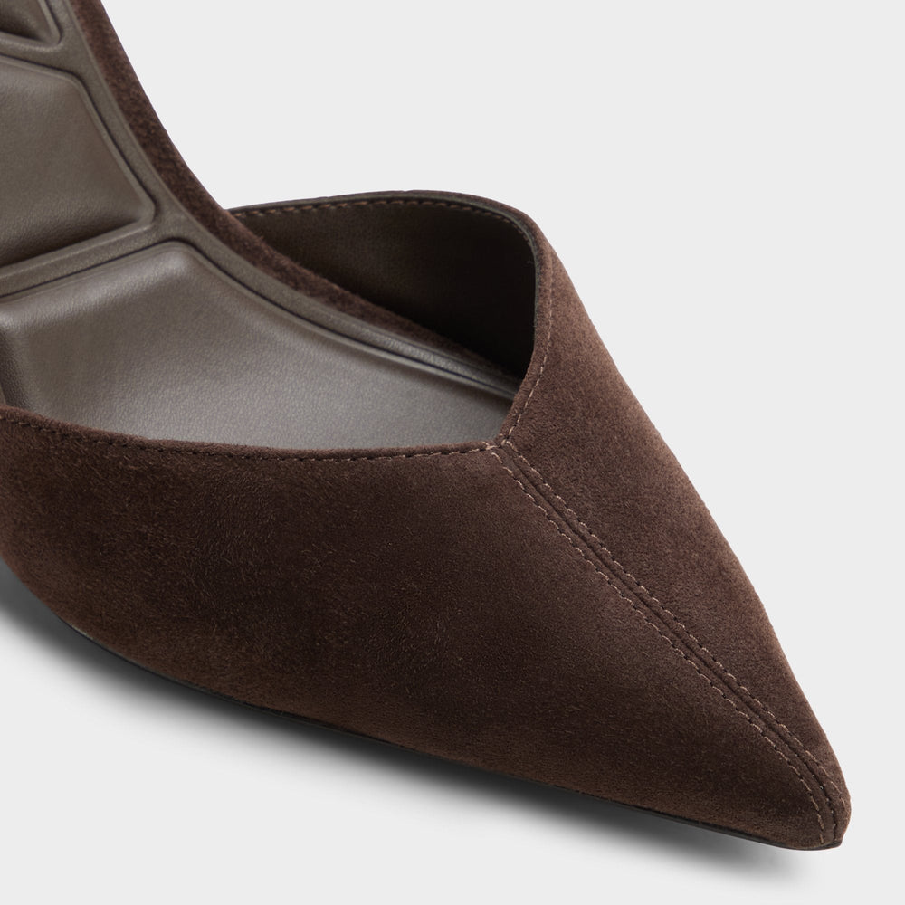 Re in Olivia Dark Brown - Sling back high heel, Stiletto heel