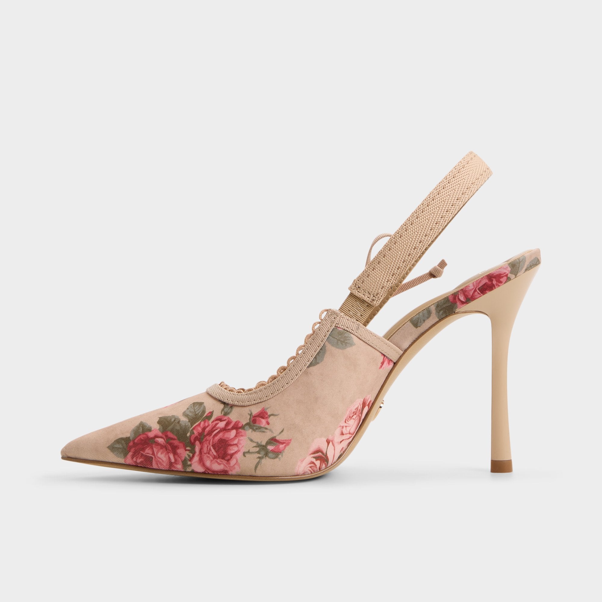 Hennie in Beige Combo 14190601 - Sling back high heel, Stiletto heel