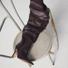 Holiis in Bordo - Knee-high boot, Stiletto heel