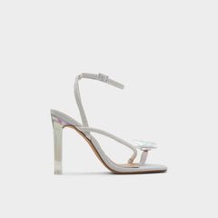 Pepela in White - Strappy heeled sandal, Block heel