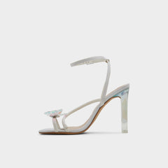 Pepela in White - Strappy heeled sandal, Block heel