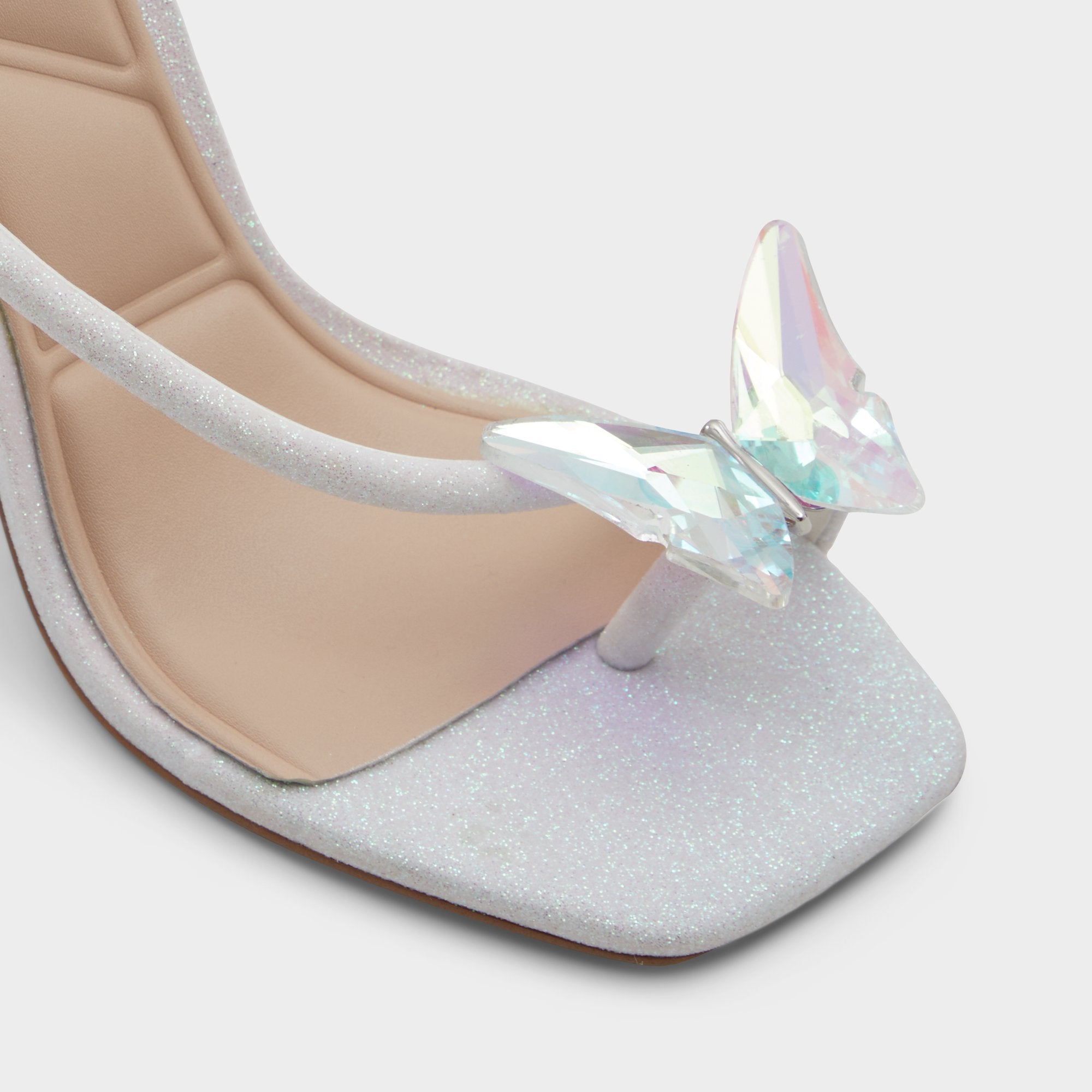 Pepela in White - Strappy heeled sandal, Block heel