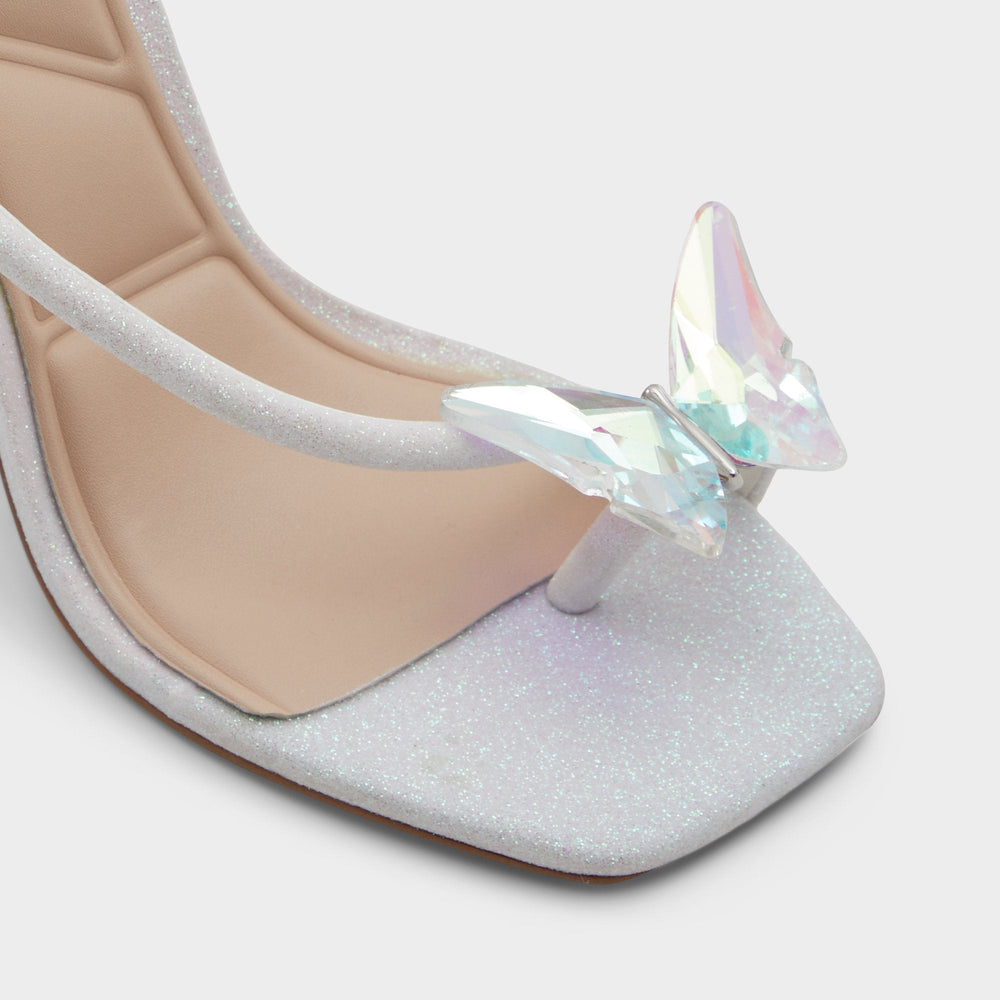 Pepela in White - Strappy heeled sandal, Block heel