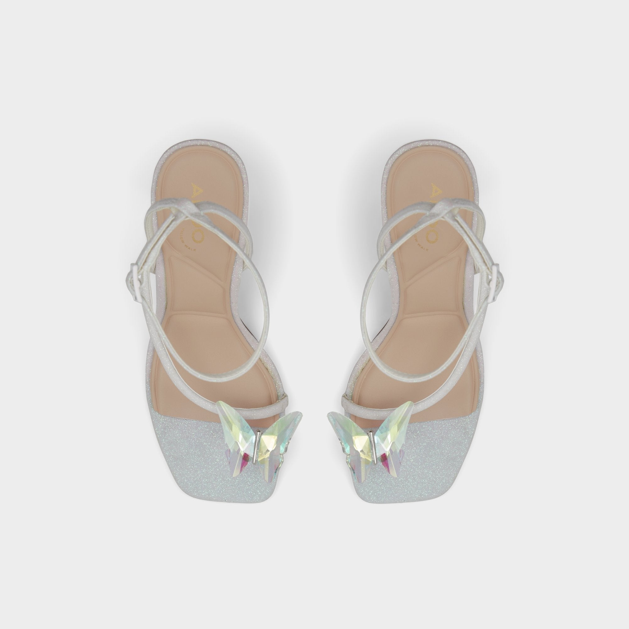 Pepela in White - Strappy heeled sandal, Block heel
